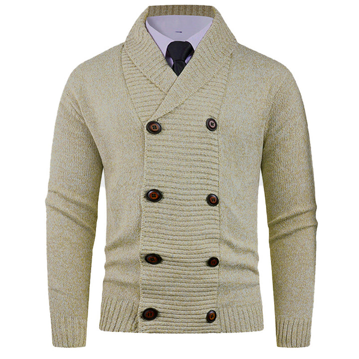 Men's cardigan with double button placket and fine texture Lisslune