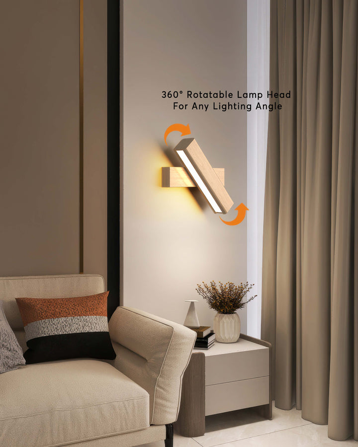 Lisslune | Rotatable wall lamp with Nordic wood grain