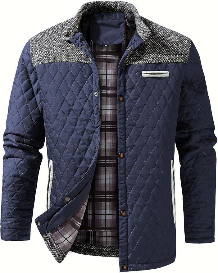 Men's Quilted Transitional Jacket with Fashionable Collar Lisslune
