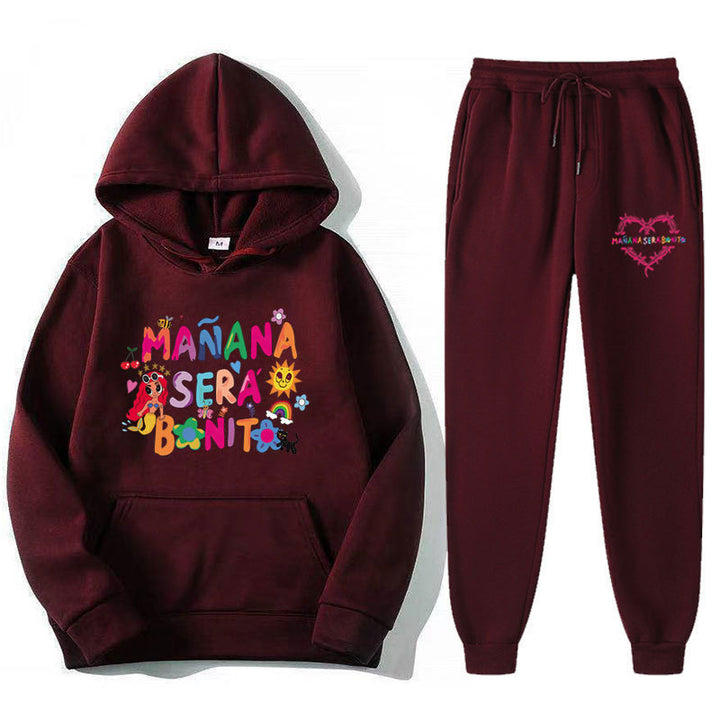 Women's Sweatshirt and Jogging Pants Set with Colorful Print Lisslune