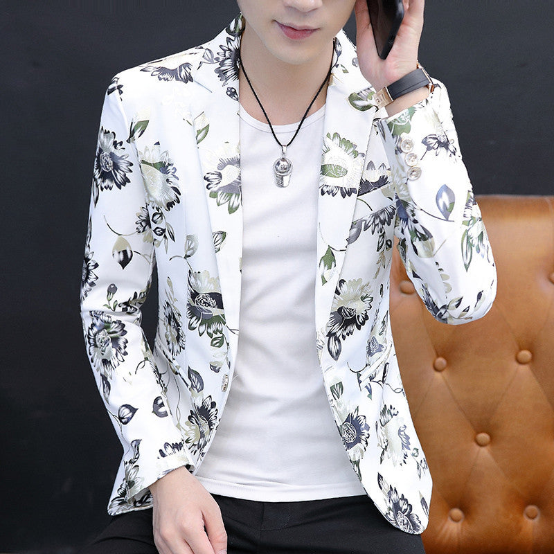Men's fashionable blazer with floral design Lisslune