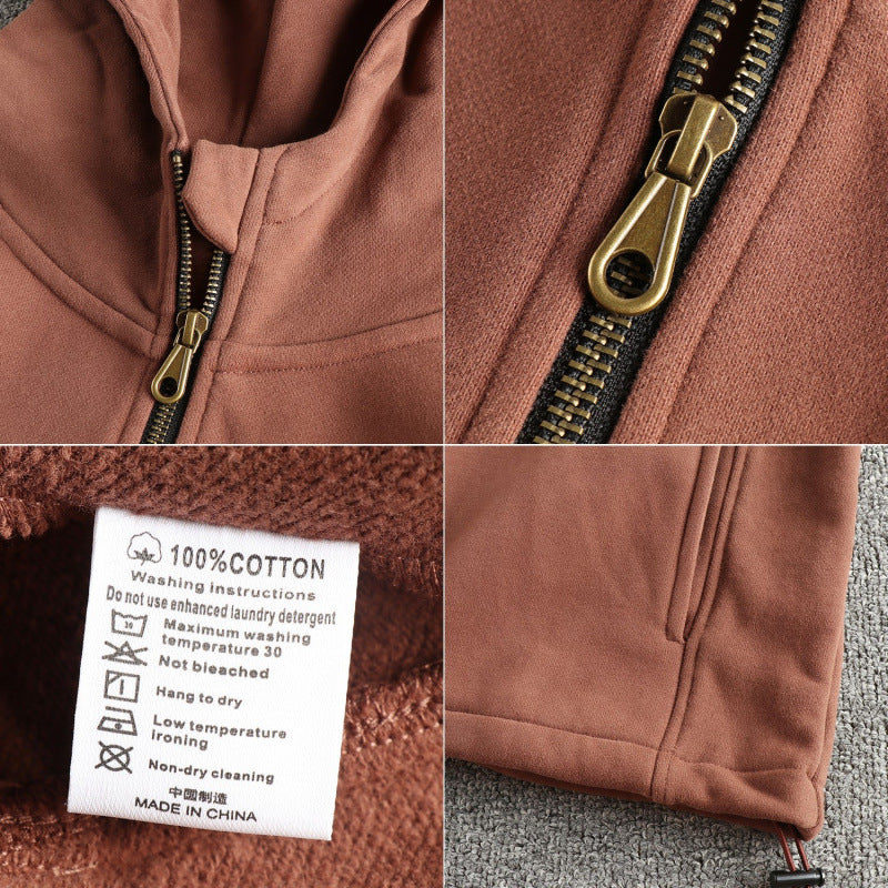 Men's fleece jacket with half zipper and side pockets Lisslune
