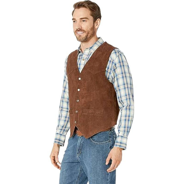 Men's Elegant Suede Vest with Practical Pockets and Classic Cut Lisslune