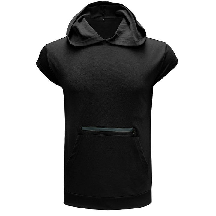 Men's Short Sleeve Hoodie with Practical Zipper Lisslune