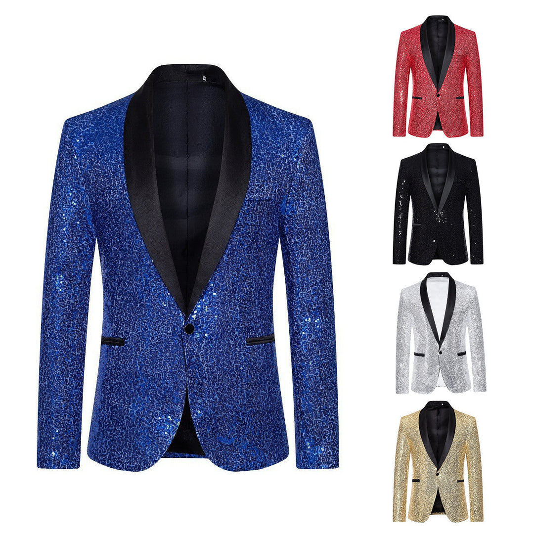 Men's elegant sequin blazer with satin collar area Lisslune