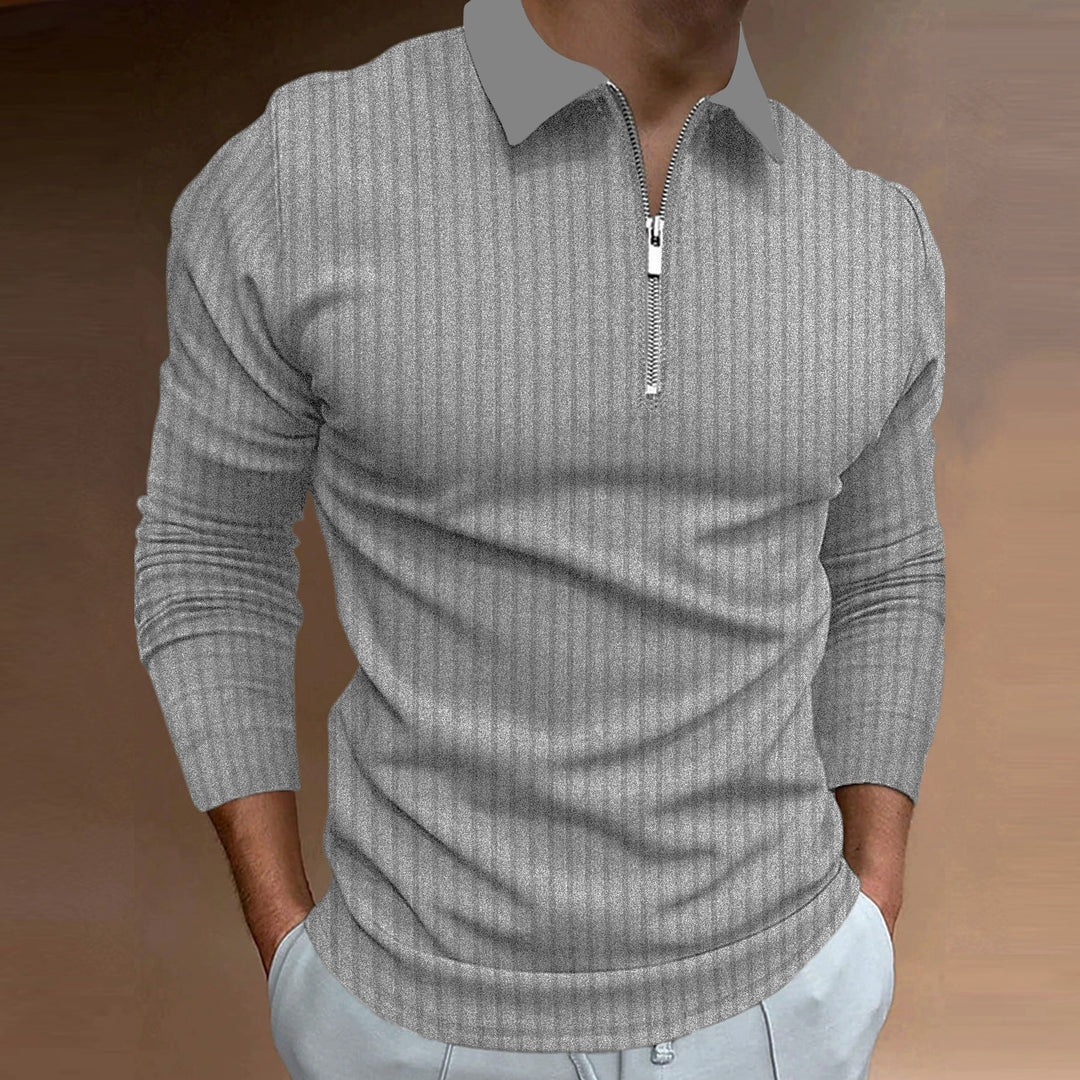Men's polo shirt with elegant zipper and textured design Lisslune