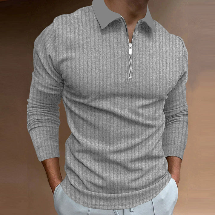Men's polo shirt with elegant zipper and textured design Lisslune