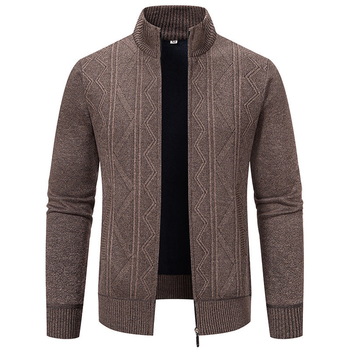 Men's cardigan with high collar and zipper Lisslune
