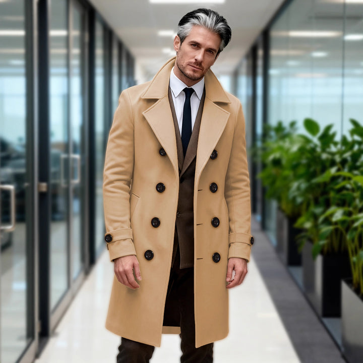 Men's Double-Breasted Wool Coat with Modern Cut Lisslune