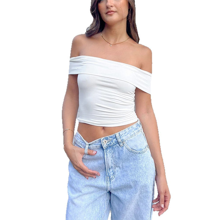 Damen Schulterfreies Crop-Top mit figurformendem Schnitt Lisslune