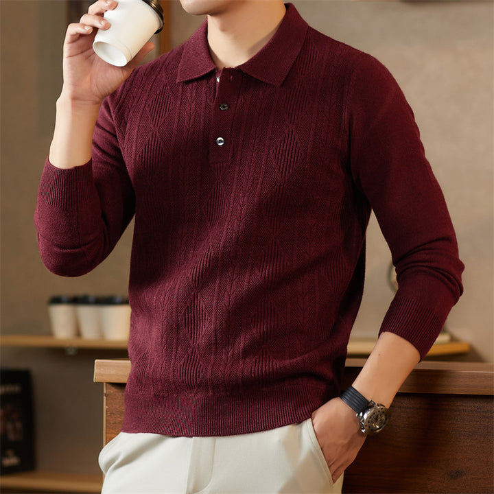 Men's Fashionable Knitted Sweater with Sophisticated Diamond Pattern Lisslune