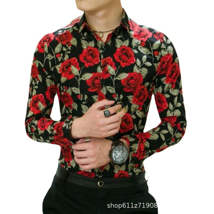 Men's long-sleeve shirt with floral print and elegant cut Lisslune