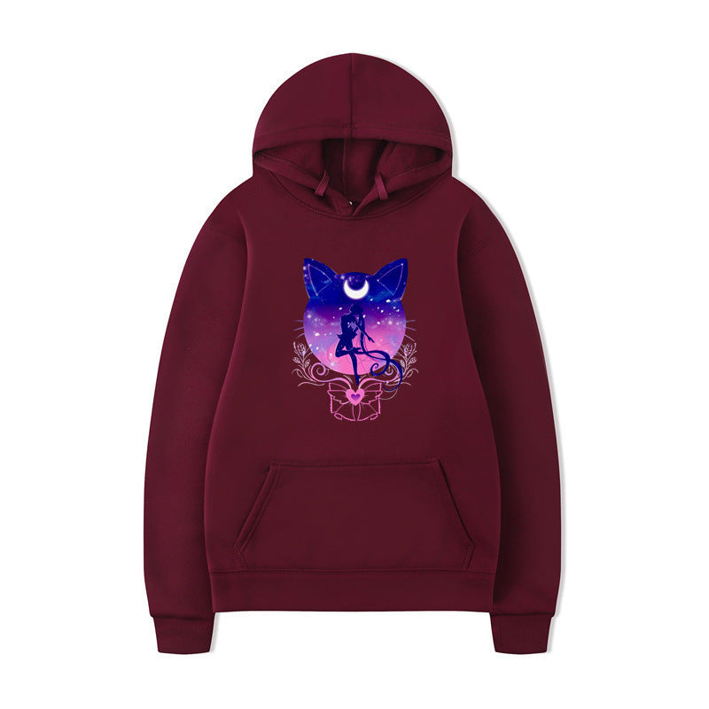 Women's hoodie with artistic cat design and comfortable fit Lisslune