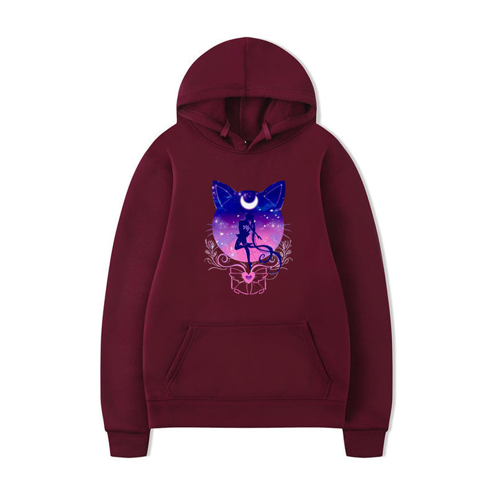 Women's hoodie with artistic cat design and comfortable fit Lisslune