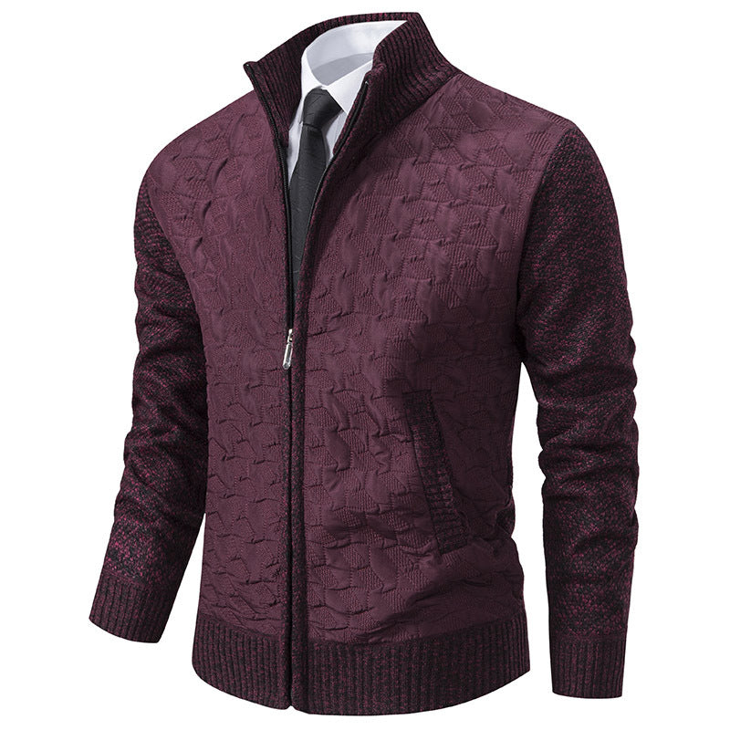 Men's stylish padded jacket with textured outer material and high collar Lisslune