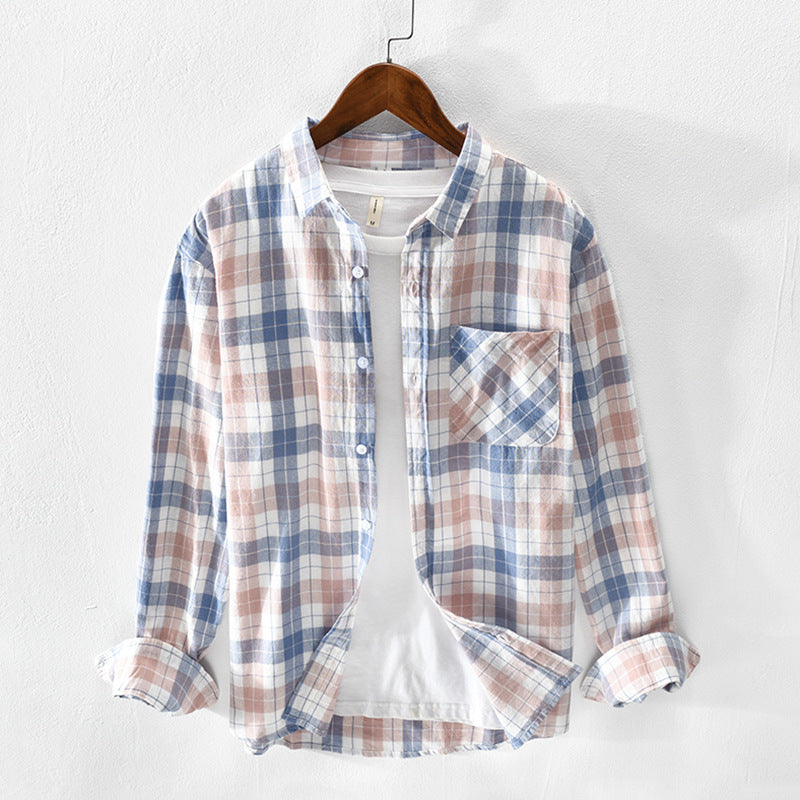 Men's checked casual shirt made of breathable cotton blend Lisslune