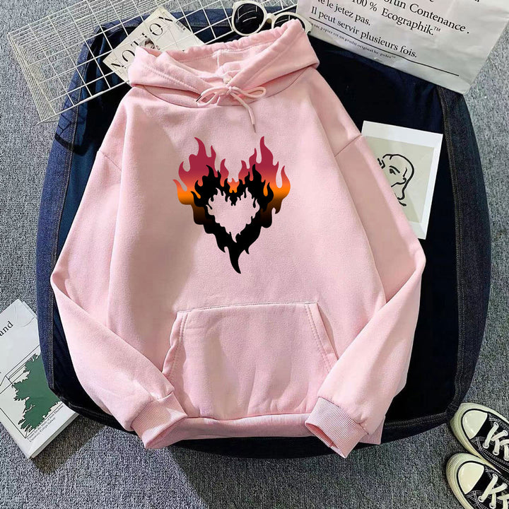 Women's hoodie with creative flame heart design Lisslune