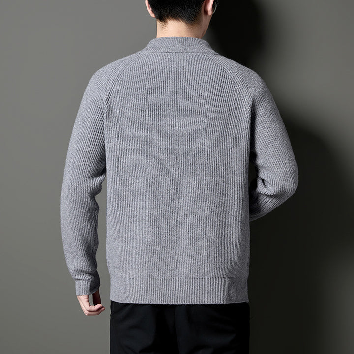 Men's Lightweight Cardigan with Textured Zipper and Practical Pockets Lisslune
