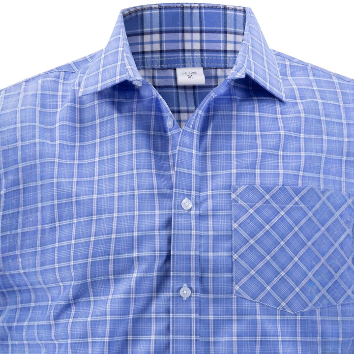 Men's modern checkered long-sleeve shirt with chest pocket Lisslune