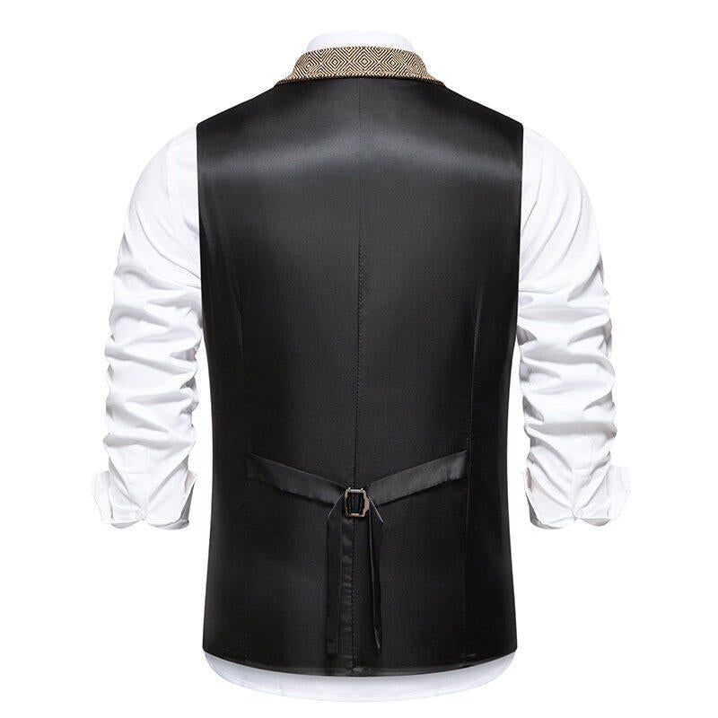 Men's suit vest in elegant herringbone pattern with practical pockets Lisslune