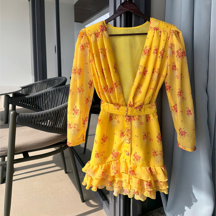 Women's floral dress with ruffle details Lisslune