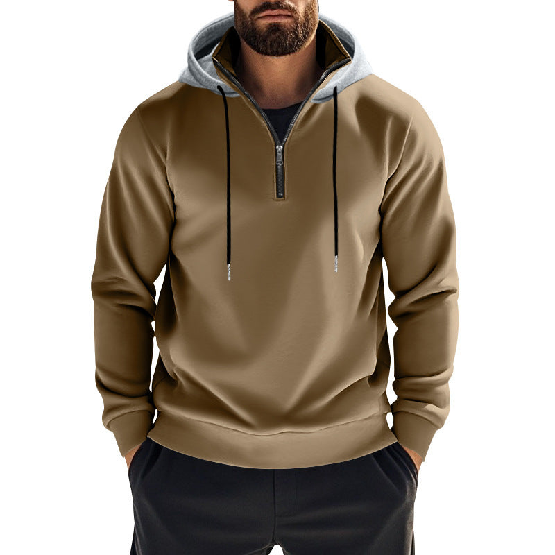 Men's sporty hoodie with zipper and contrasting sleeves Lisslune