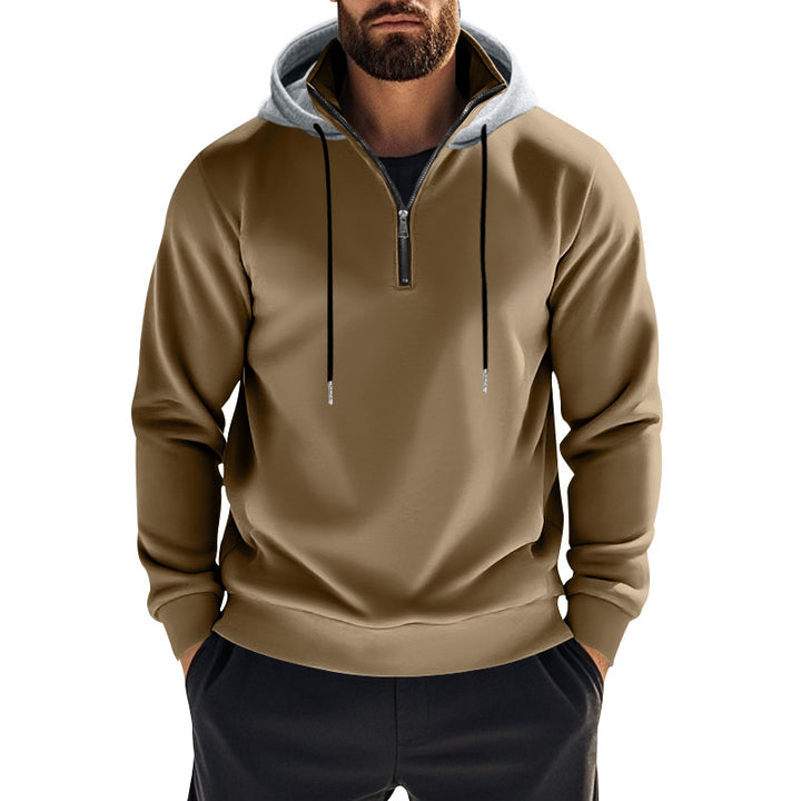 Men's sporty hoodie with zipper and contrasting sleeves Lisslune