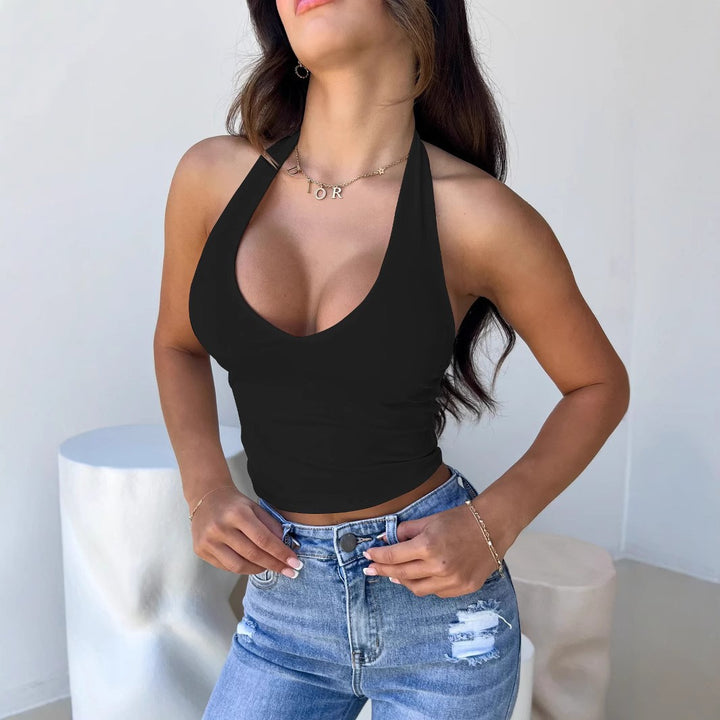 Damen einseitig über Kreuz geschnittenes Neckholder-Top Lisslune