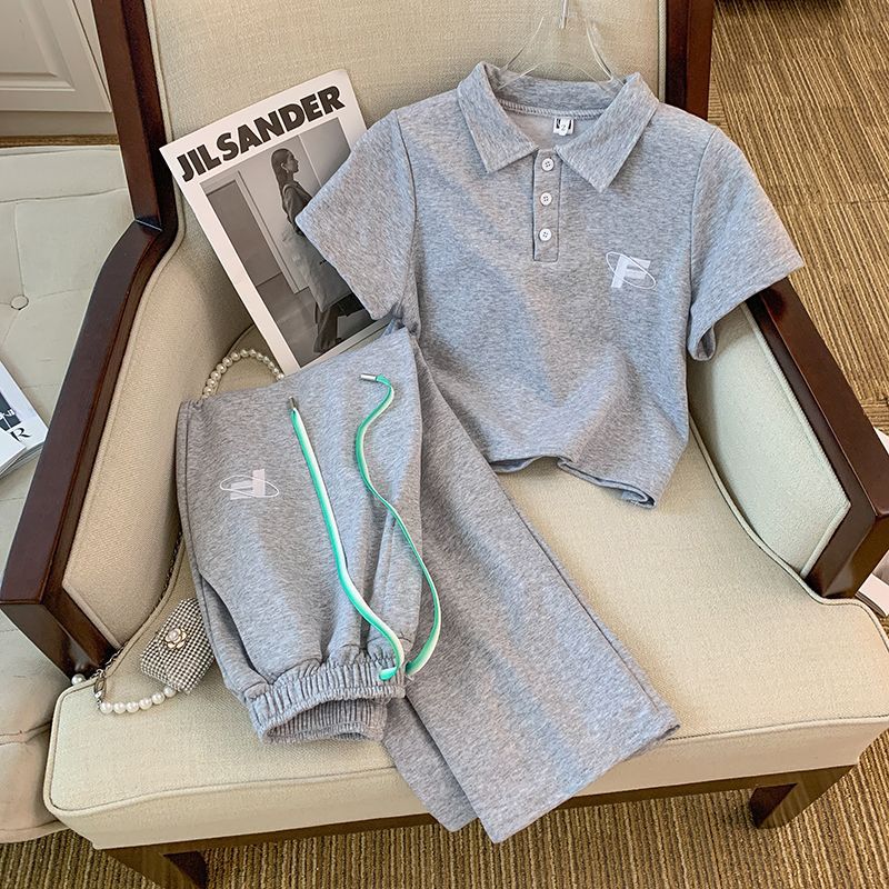 Women's Polo and Jogging Pants Set with Elastic Waistband Lisslune