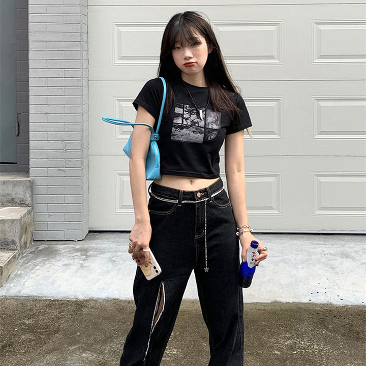 Ladies Cropped T-Shirt with creative graphic design Lisslune