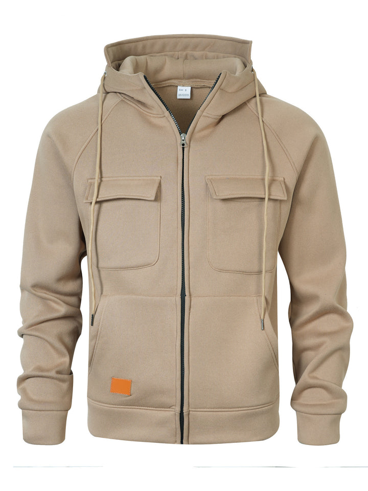 Men's Stylish Hooded Jacket with Practical Pockets and Zipper Lisslune
