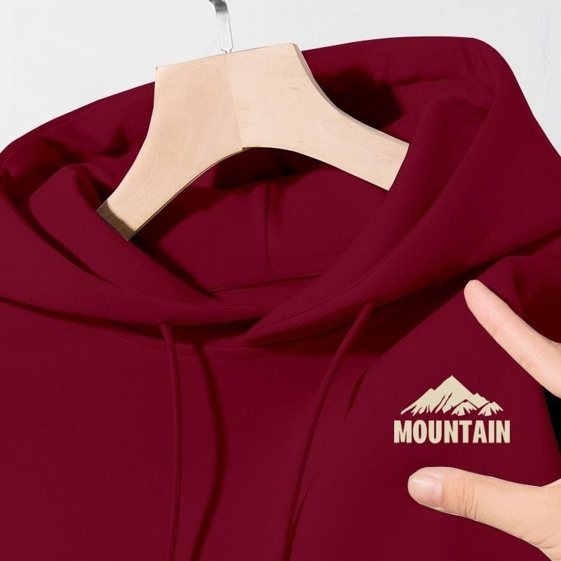 Women's hoodie with modern mountain motif and practical pockets Lisslune