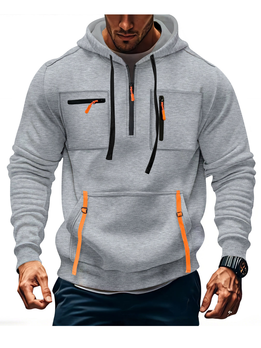 Men's stylish hoodie with functional zippered pockets Lisslune