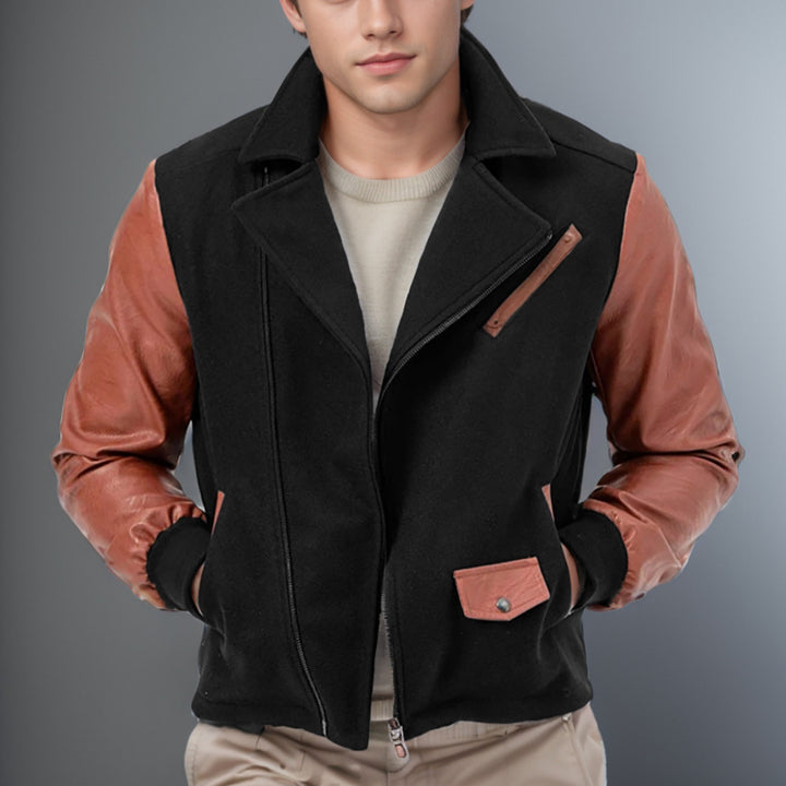 Men's fashionable transitional jacket with contrasting sleeves and practical pockets Lisslune