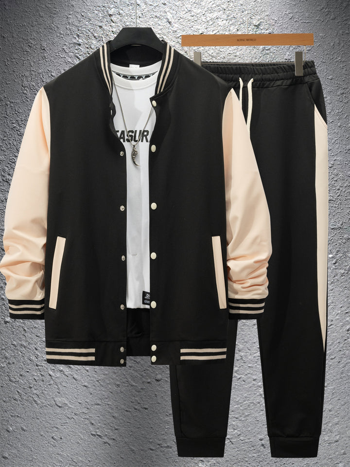 Men's elegant leisure set with modern bomber jacket design and comfortable jogging pants Lisslune