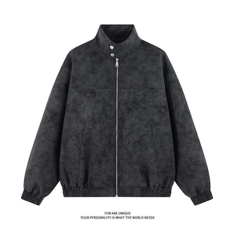 Men's Casual Oversized Jacket with High Collar and Elastic Waistband Lisslune