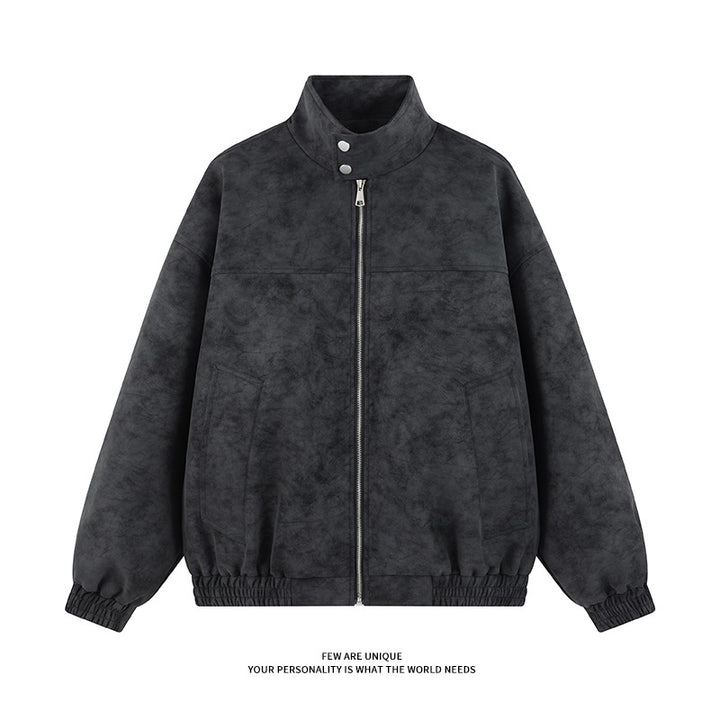 Men's Casual Oversized Jacket with High Collar and Elastic Waistband Lisslune