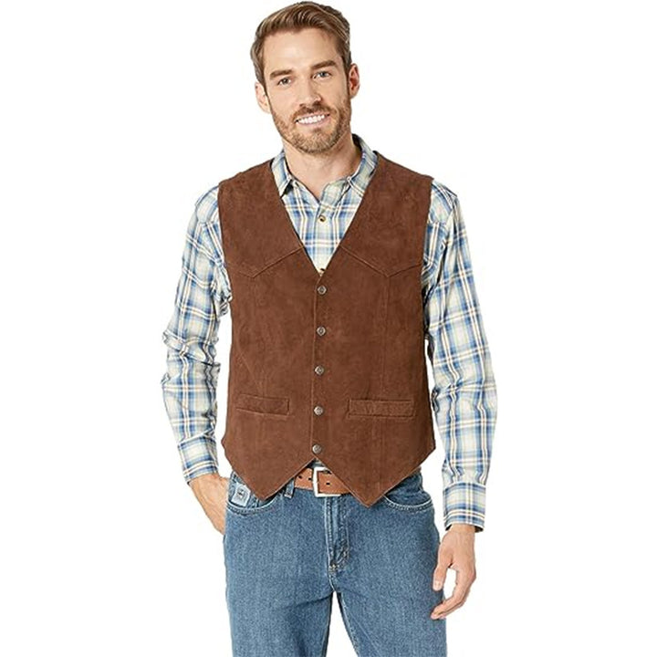 Men's Elegant Suede Vest with Practical Pockets and Classic Cut Lisslune