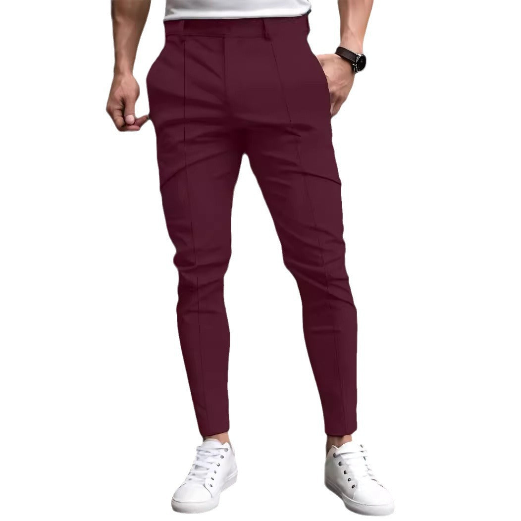 Men's stylish slim-fit chinos with elastic waistband and versatile pockets Lisslune