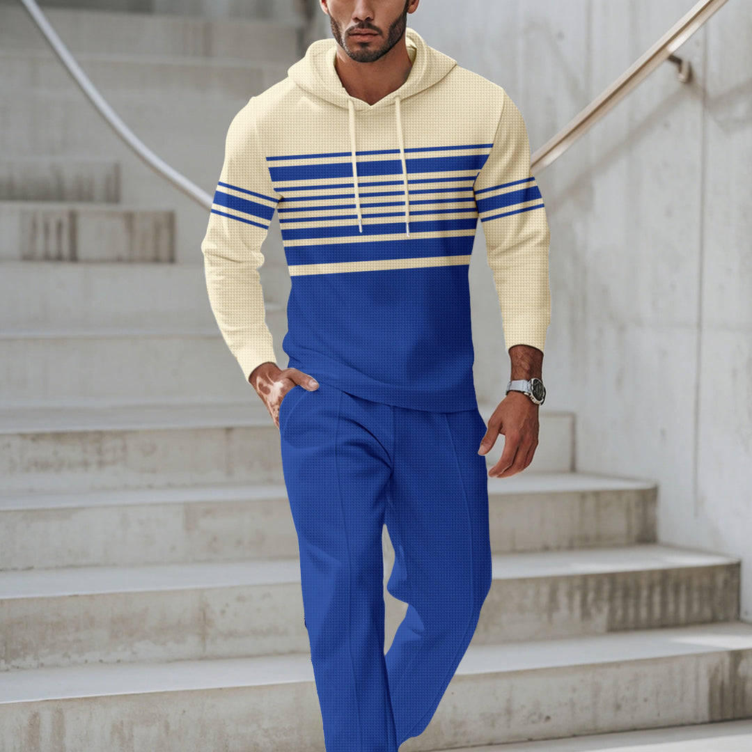 Men's Sporty Hoodie with Textured Design and Fashionable Stripes Lisslune