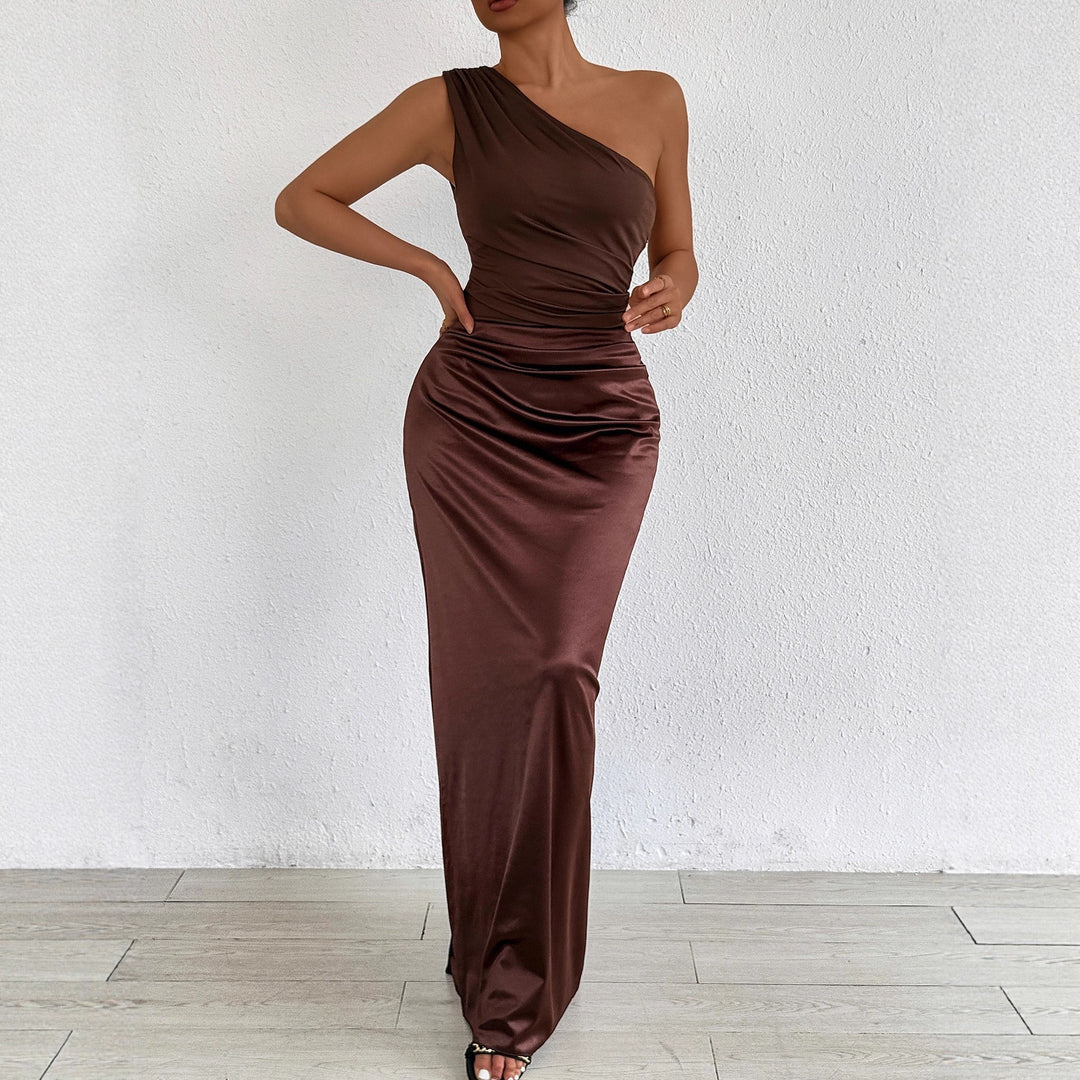 Damen Elegantes und figurbetontes Abendkleid mit asymmetrischem Ausschnitt Lisslune