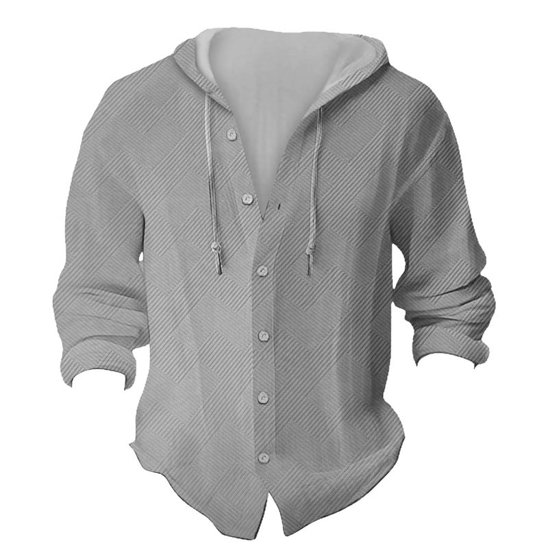 Men's Hooded Blouse with Textured Design Lisslune