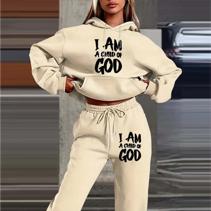 Women's hoodie sweatshirt with urban lettering and comfortable pants Lisslune