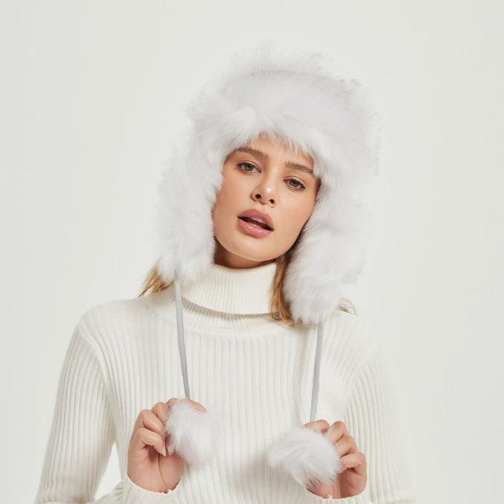 Lisslune | Women’s Chunky Synthetic Fur Winter Hat with Animal Ears