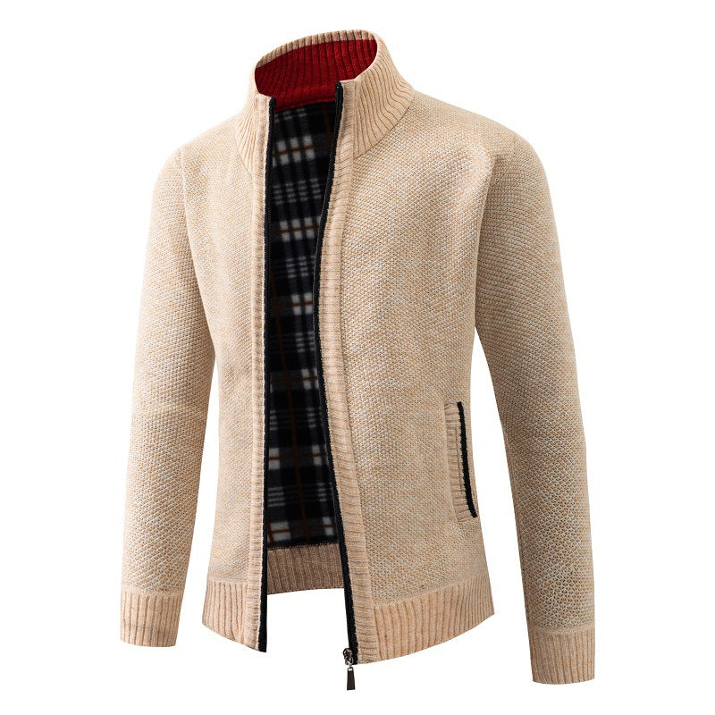 Men's cardigan with modern stand-up collar and practical side pockets Lisslune