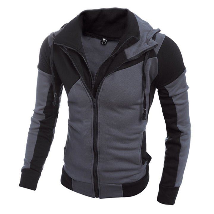 Men's sporty hooded jacket with fashionable color block design Lisslune