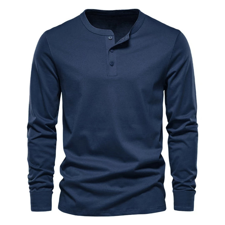 Men's casual long-sleeve shirt with button placket and soft material Lisslune