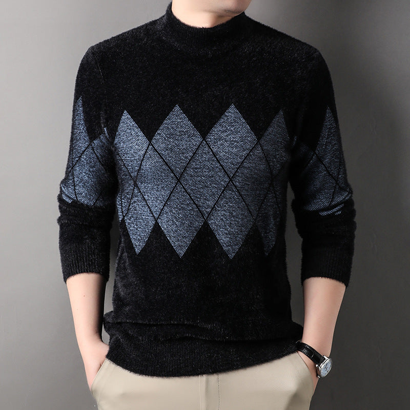 Men's stylish sweater with decorative diamond pattern Lisslune