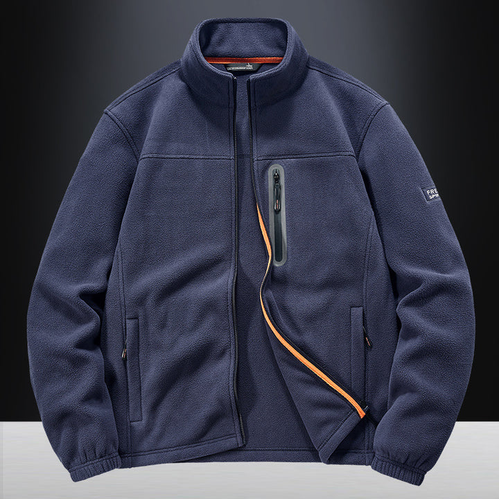 Men's Fleece Jacket with High Collar and Practical Zip Pockets Lisslune