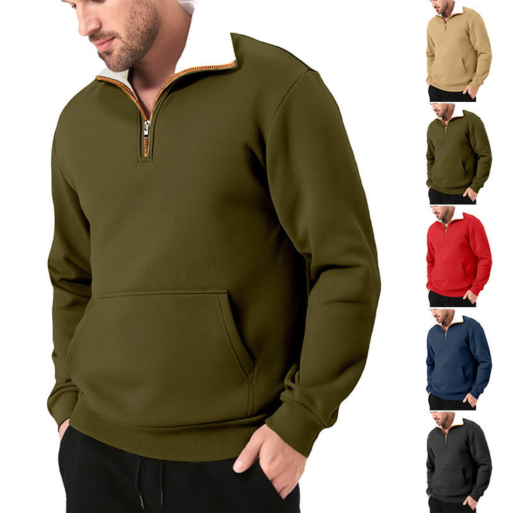 Men's sporty sweatshirt with innovative collar and practical kangaroo pocket Lisslune